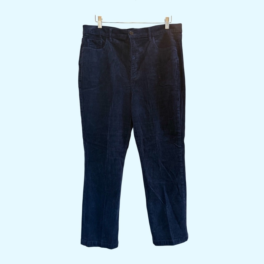 Women's Loft Dark Blue Cotton‎ Casual Corduroy Pants Plus Size 14